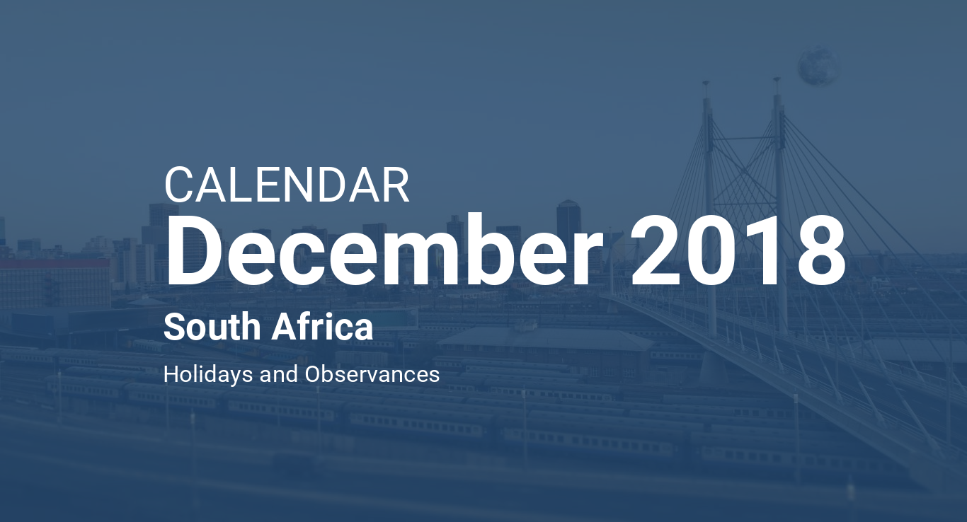 July 2018 Calendar South Africa Template